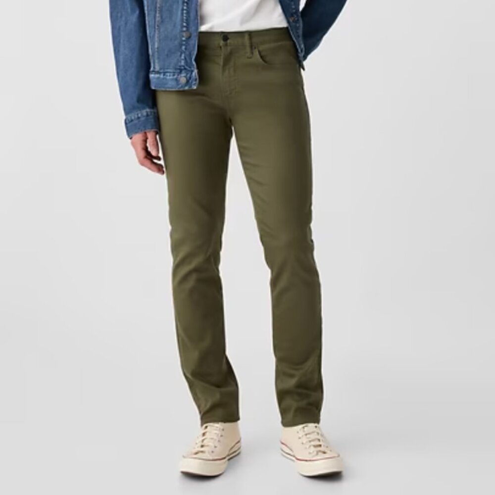GAP Men's GapFlex Slim Travel Jeans, 30x30, Olive Night, EUC